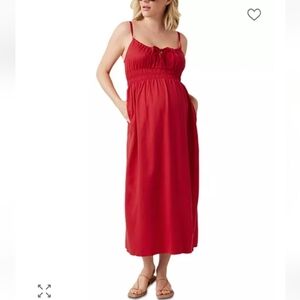 Ingrid + Isabel Maternity Strappy Midi Dress In Scarlet